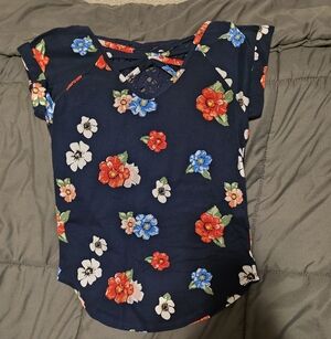 No Boundaries Navy Floral Cami with Red and White Accents